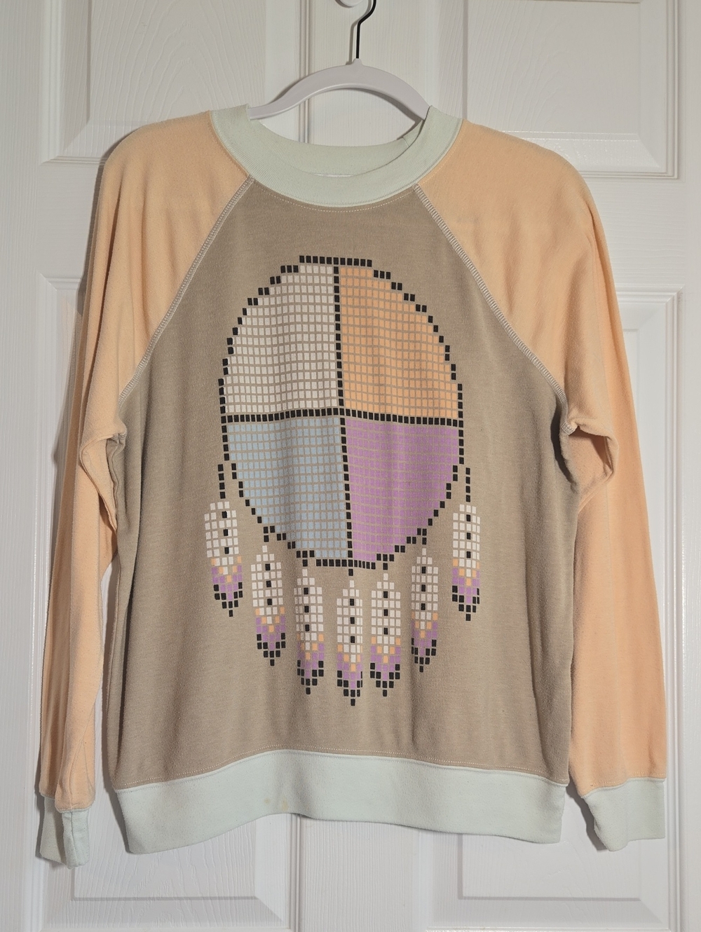 Wildfox Peach, Lavender, Mint Pastel Patchwork Dreamcatcher Sweatshirt Small